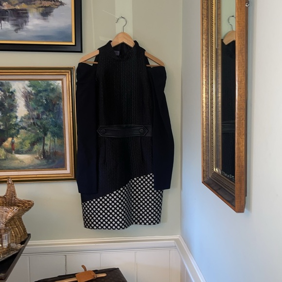 Emanuel Ungaro Paris Formal Dress Gown size 8/10/12 46 Black polka dot sleeve - Picture 6 of 13